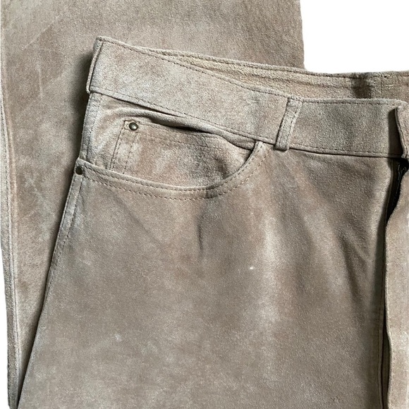 Vintage Tattersale Tan Suede High Waisted Straight Leg Pants Women’s Size 12 - Picture 10 of 11